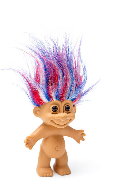 Patriotic troll vintage toy with red, white & blue hair