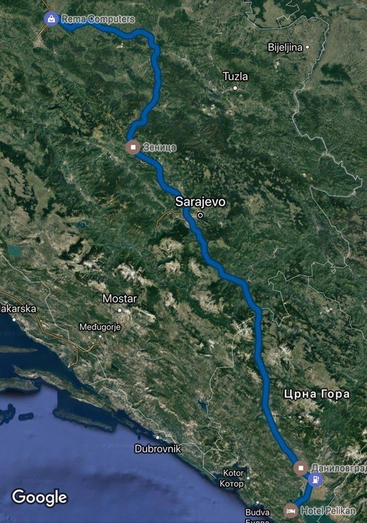 Ruta kojom smo prošli prvi dan, motorima od Banjaluke do Istanbula i nazad